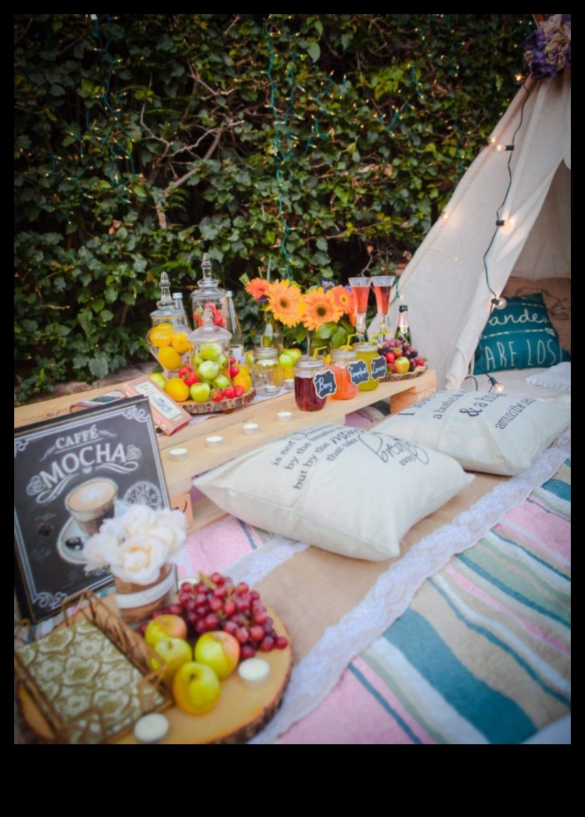 Puteți oferi sfaturi pentru decorarea unui loc de picnic în aer liber cu vibrații boho?